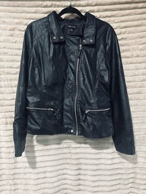 Black Faux Leather Biker Jacket